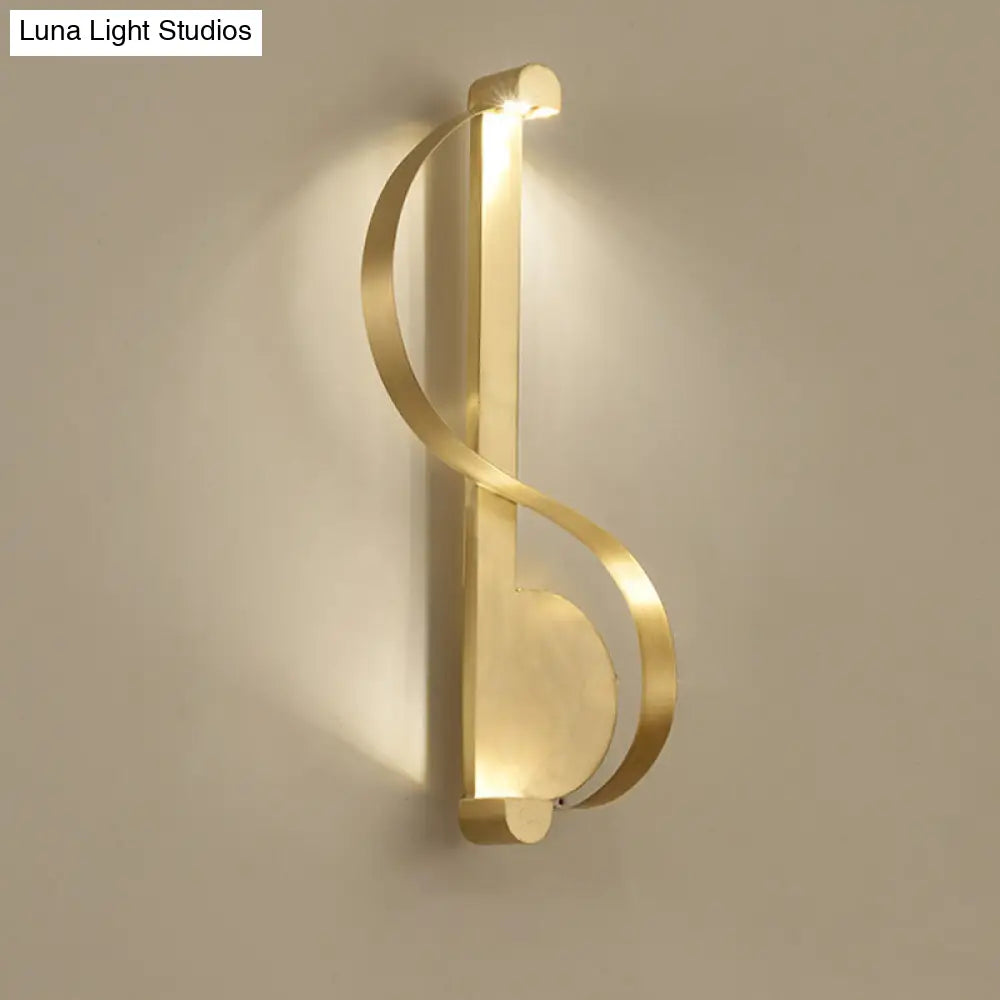 DecorBites™ Minimalistic Brass Curve LED Wall Mount Light: Stylish Metal Sconce for Living Room