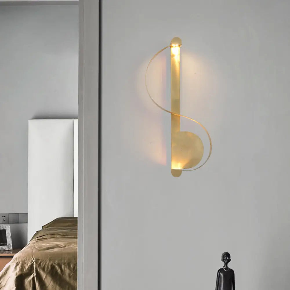 DecorBites™ Minimalistic Brass Curve LED Wall Mount Light: Stylish Metal Sconce for Living Room