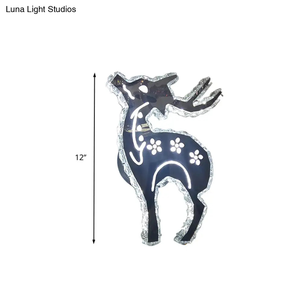DecorBites™ Minimalistic LED Bedroom Wall Sconce with Deer Crystal Shade - Warm/White Light Options
