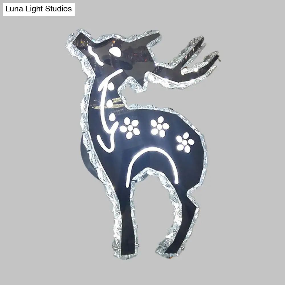 DecorBites™ Minimalistic LED Bedroom Wall Sconce with Deer Crystal Shade - Warm/White Light Options