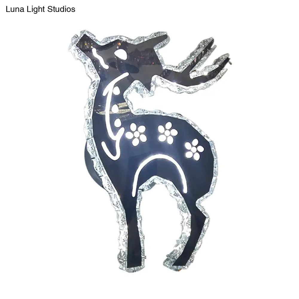 DecorBites™ Minimalistic LED Bedroom Wall Sconce with Deer Crystal Shade - Warm/White Light Options