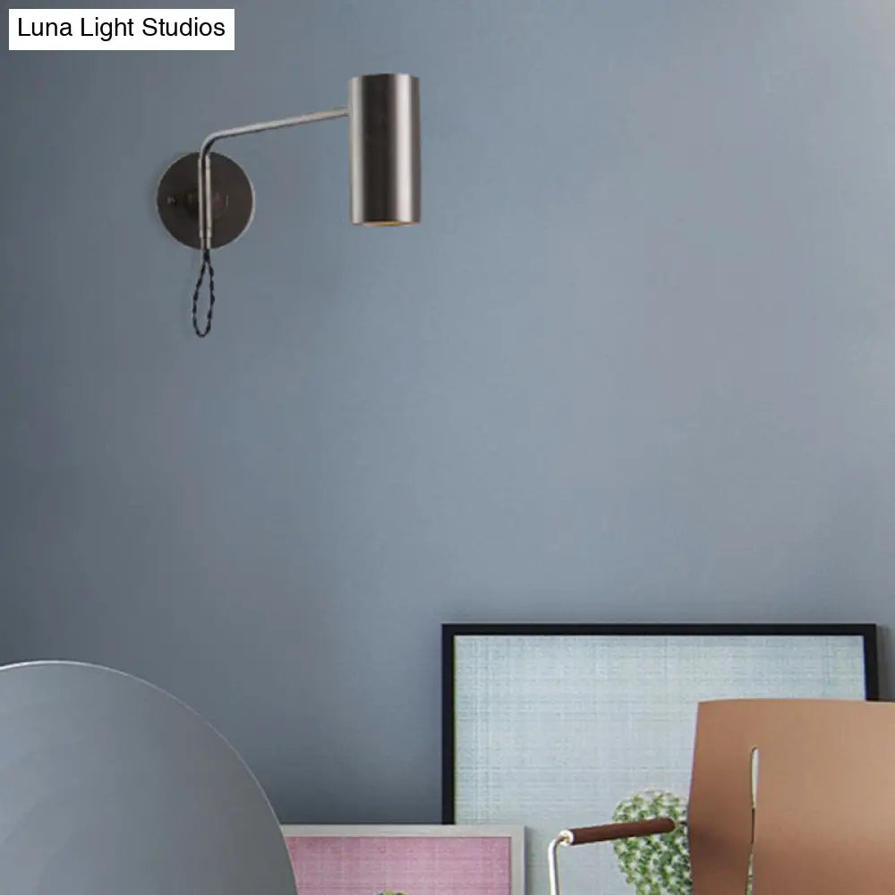 DecorBites™ Minimalistic Metal Adjustable Tubular Wall Lamp with 1-Light Bedside Spotlight