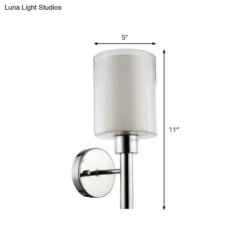 DecorBites™ Minimalistic Metal Pencil Arm Sconce - 1 Head Wall Mount Light Fixture in Chrome for Stairway
