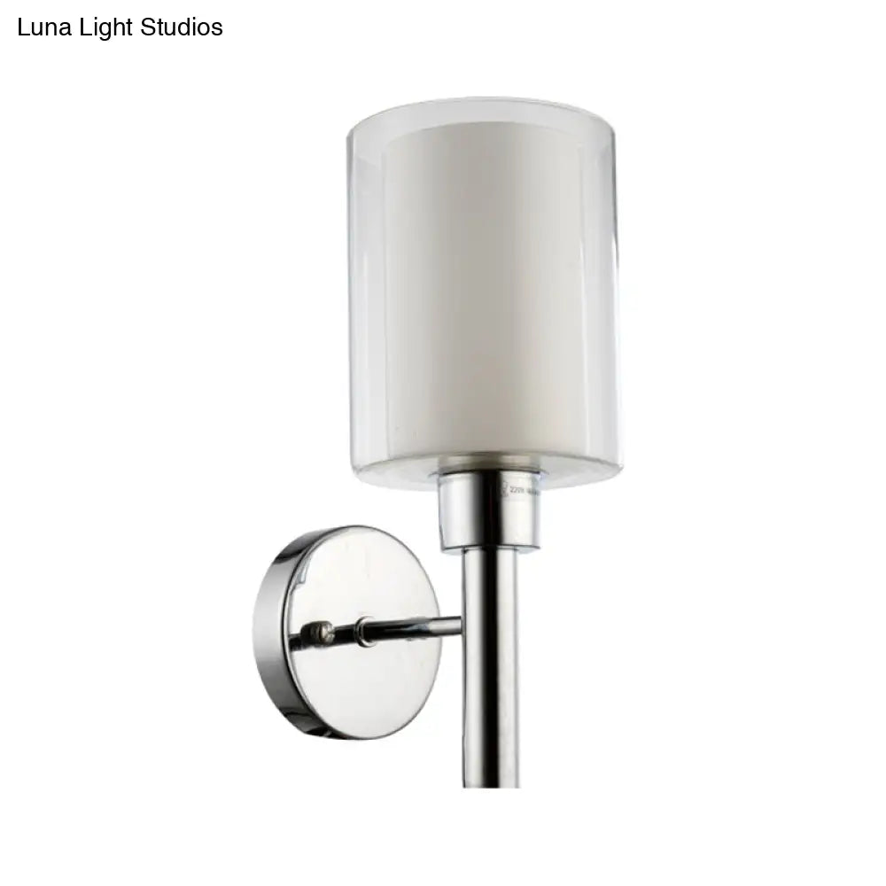 DecorBites™ Minimalistic Metal Pencil Arm Sconce - 1 Head Wall Mount Light Fixture in Chrome for Stairway