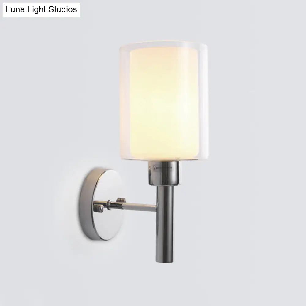 DecorBites™ Minimalistic Metal Pencil Arm Sconce - 1 Head Wall Mount Light Fixture in Chrome for Stairway