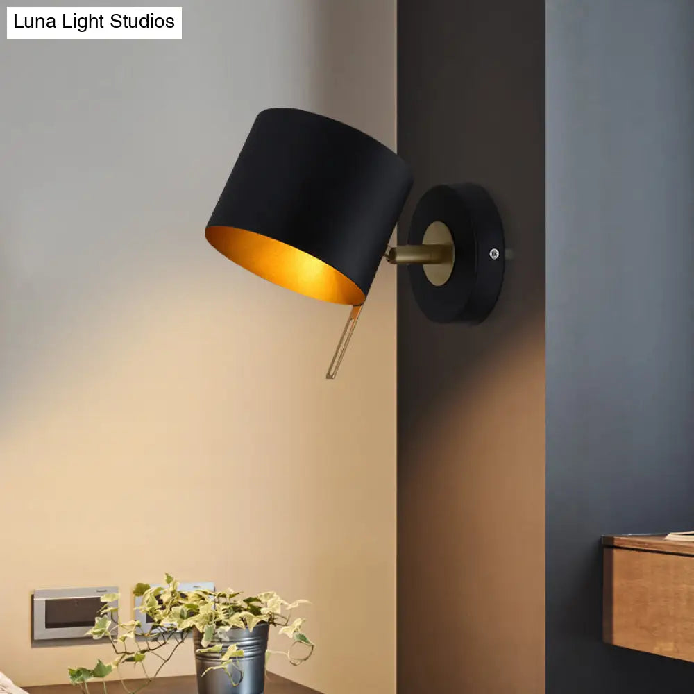 DecorBites™ Minimalistic Metallic Cylinder Wall Mount Sconce - 5" Width - 1 Light - Black/Pink/Yellow/Blue - Ideal for Corridors