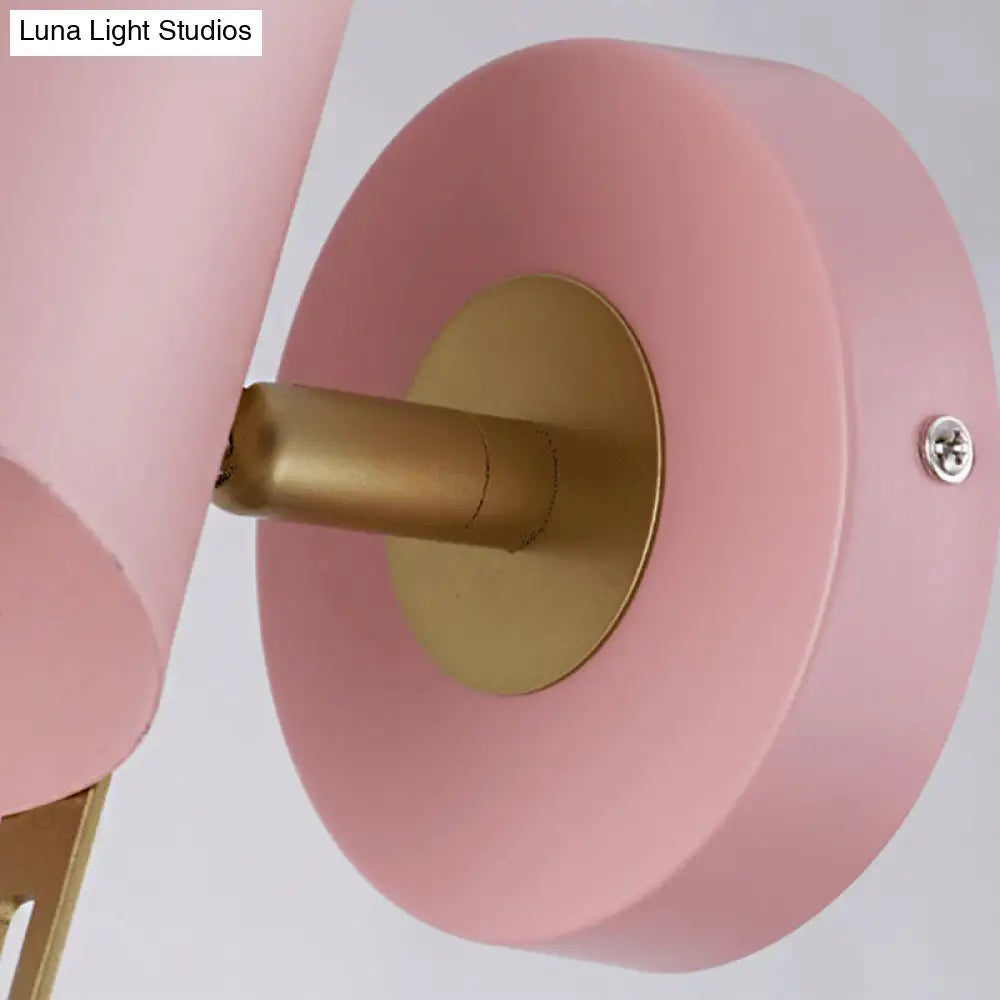 DecorBites™ Minimalistic Metallic Cylinder Wall Mount Sconce - 5" Width - 1 Light - Black/Pink/Yellow/Blue - Ideal for Corridors
