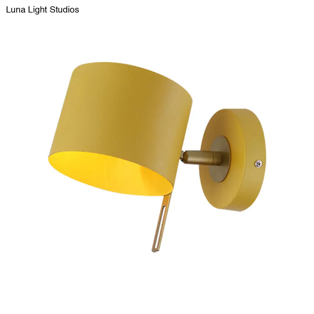 DecorBites™ Minimalistic Metallic Cylinder Wall Mount Sconce - 5" Width - 1 Light - Black/Pink/Yellow/Blue - Ideal for Corridors