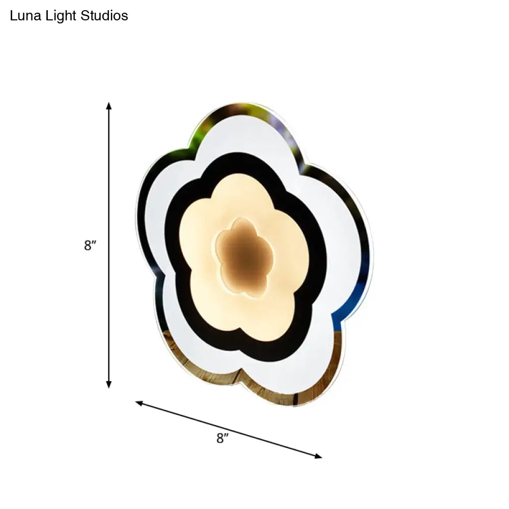DecorBites™ Minimalistic White Acrylic LED Wall Lamp for Bedroom - Diamond Twig Flower Design