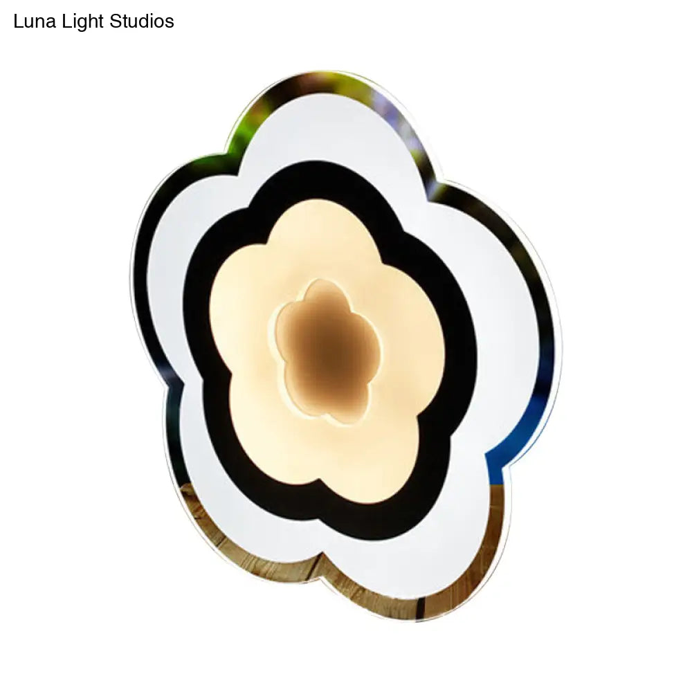 DecorBites™ Minimalistic White Acrylic LED Wall Lamp for Bedroom - Diamond Twig Flower Design
