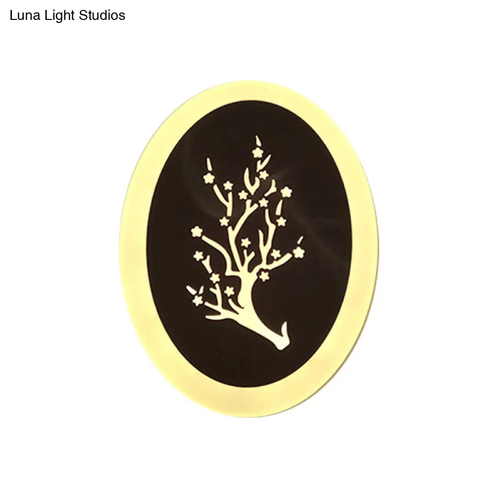 DecorBites™ Minimalistic White Acrylic LED Wall Lamp for Bedroom - Diamond Twig Flower Design