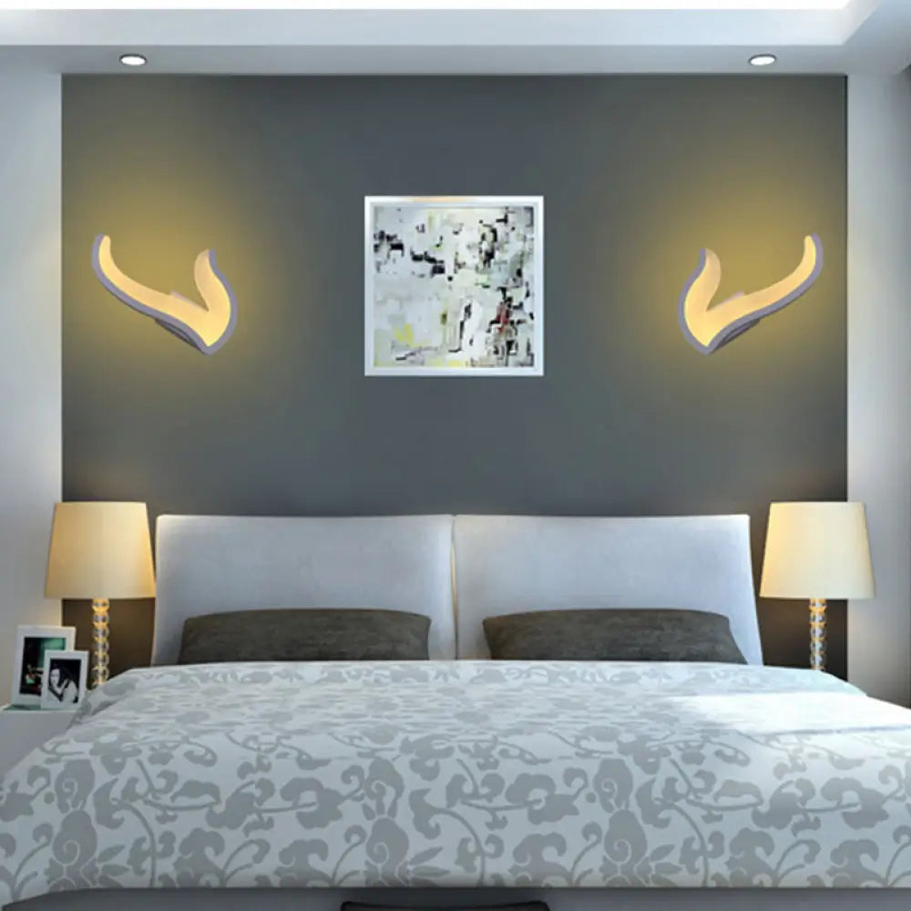 DecorBites™ Minimalistic White Acrylic LED Wall Lamp for Bedroom - Diamond Twig Flower Design