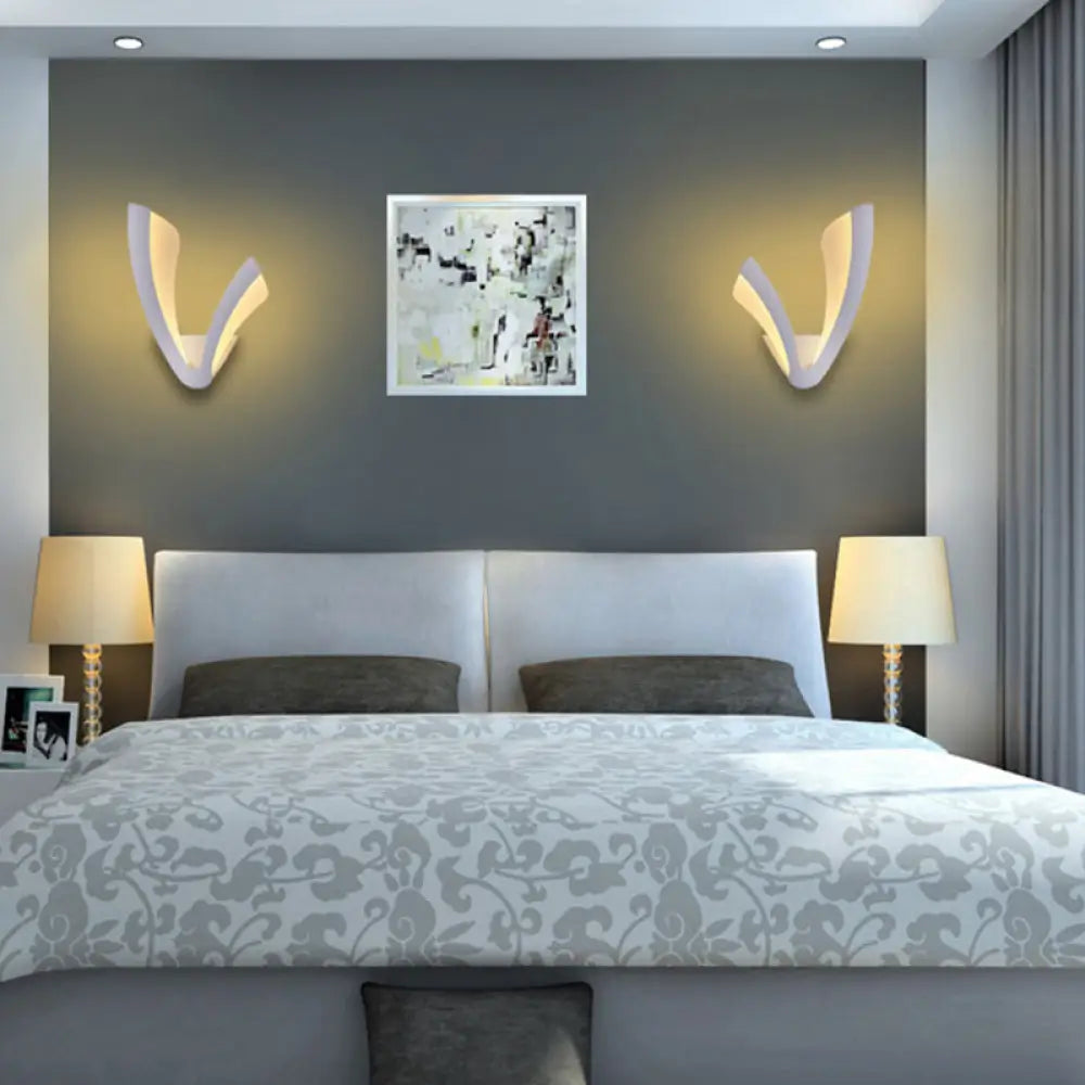 DecorBites™ Minimalistic White Acrylic LED Wall Lamp for Bedroom - Diamond Twig Flower Design