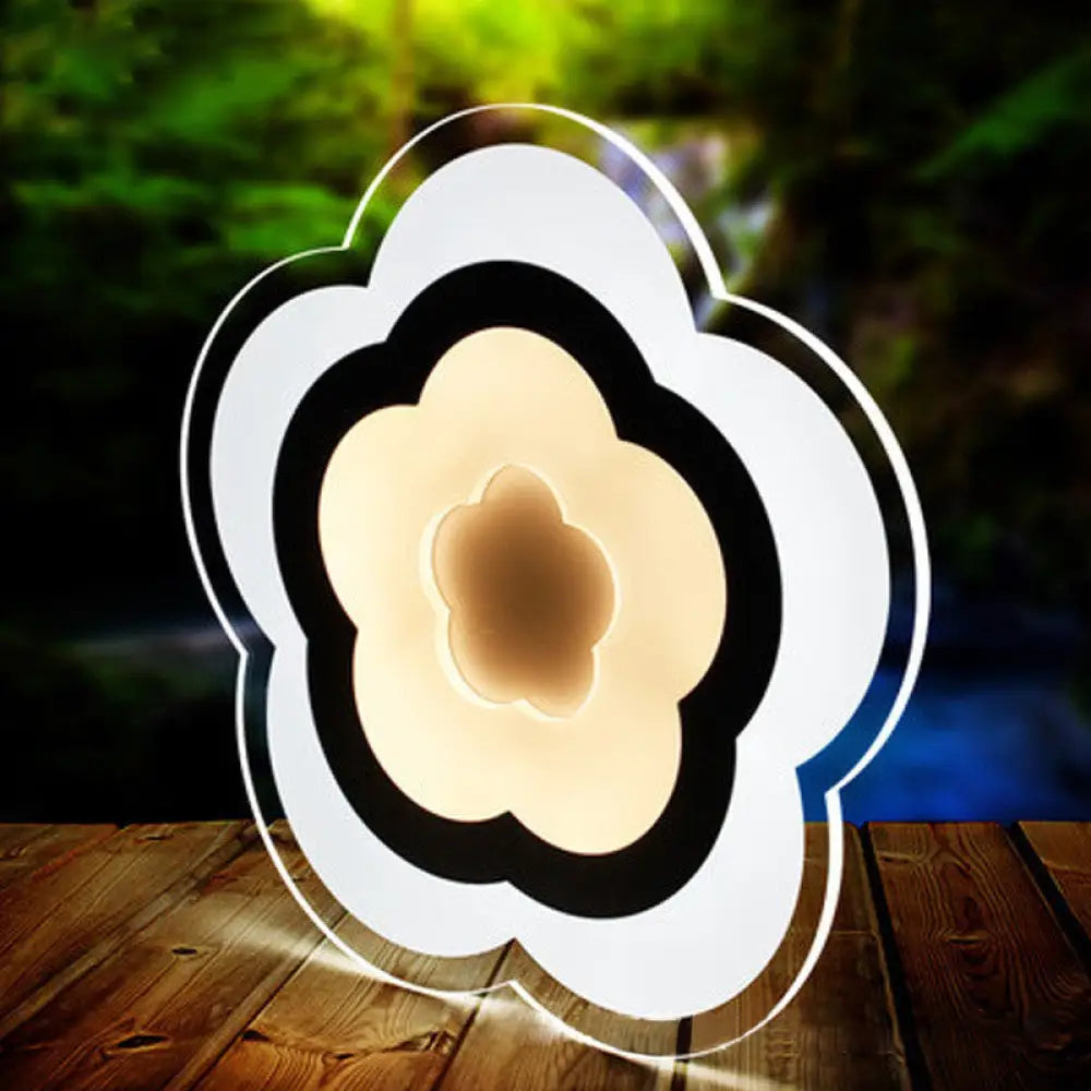 DecorBites™ Minimalistic White Acrylic LED Wall Lamp for Bedroom - Diamond Twig Flower Design