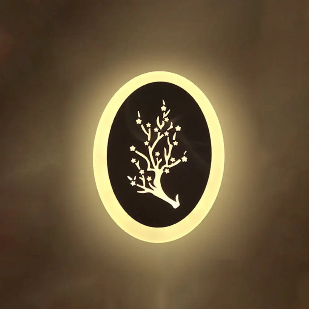 DecorBites™ Minimalistic White Acrylic LED Wall Lamp for Bedroom - Diamond Twig Flower Design