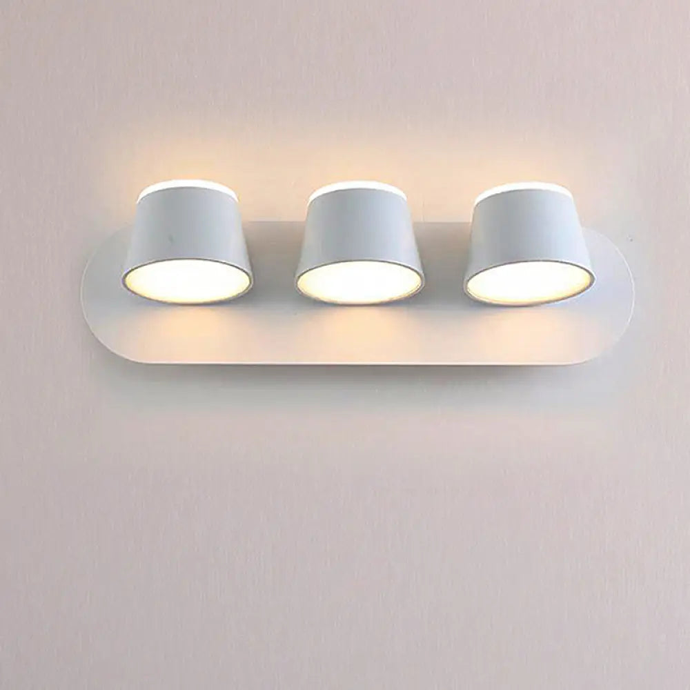DecorBites™ Modern 1/2/3-Light Bedroom Wall Sconce with Cone Metal Shade - White/Black Vanity Lighting Fixture in White Light