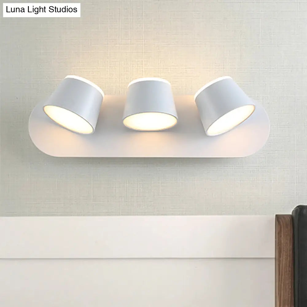 DecorBites™ Modern 1/2/3-Light Bedroom Wall Sconce with Cone Metal Shade - White/Black Vanity Lighting Fixture in White Light