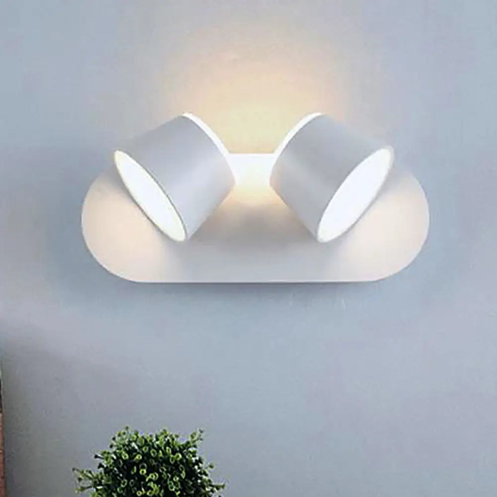 DecorBites™ Modern 1/2/3-Light Bedroom Wall Sconce with Cone Metal Shade - White/Black Vanity Lighting Fixture in White Light