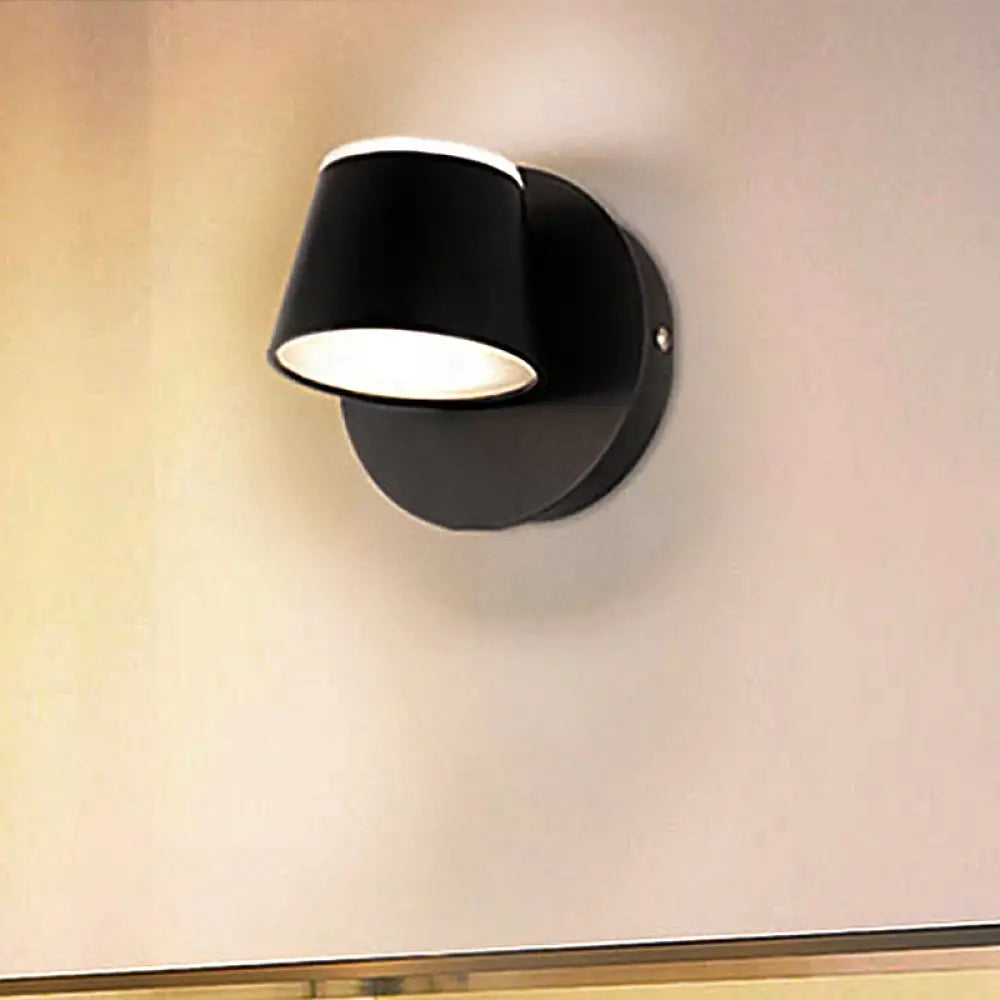 DecorBites™ Modern 1/2/3-Light Bedroom Wall Sconce with Cone Metal Shade - White/Black Vanity Lighting Fixture in White Light