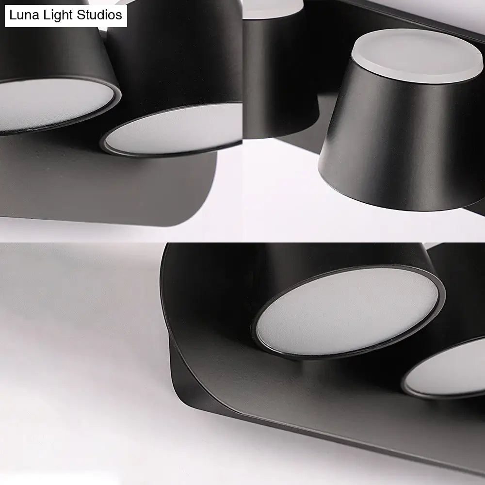 DecorBites™ Modern 1/2/3-Light Bedroom Wall Sconce with Cone Metal Shade - White/Black Vanity Lighting Fixture in White Light