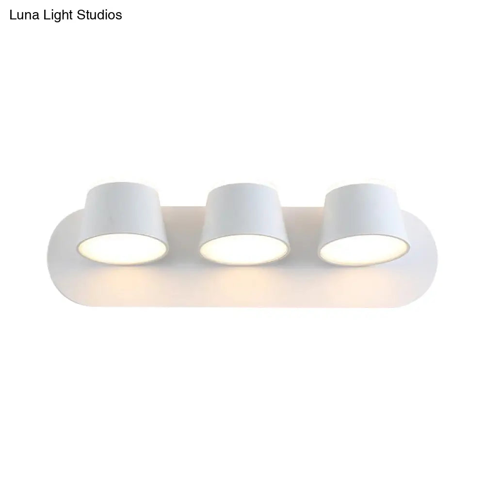 DecorBites™ Modern 1/2/3-Light Bedroom Wall Sconce with Cone Metal Shade - White/Black Vanity Lighting Fixture in White Light
