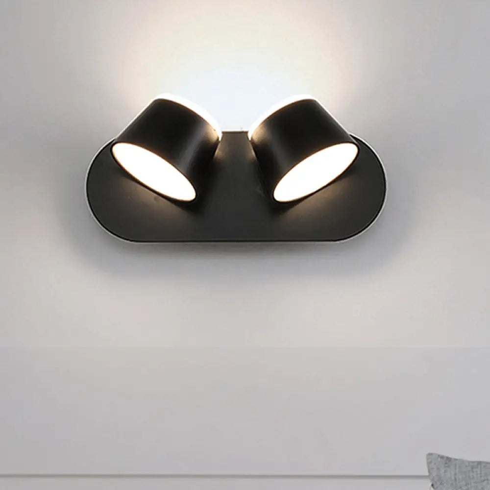 DecorBites™ Modern 1/2/3-Light Bedroom Wall Sconce with Cone Metal Shade - White/Black Vanity Lighting Fixture in White Light