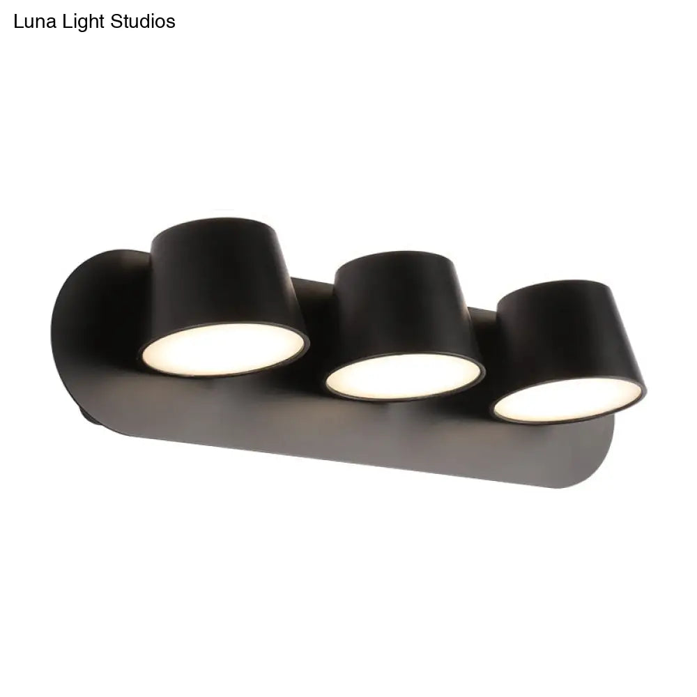 DecorBites™ Modern 1/2/3-Light Bedroom Wall Sconce with Cone Metal Shade - White/Black Vanity Lighting Fixture in White Light