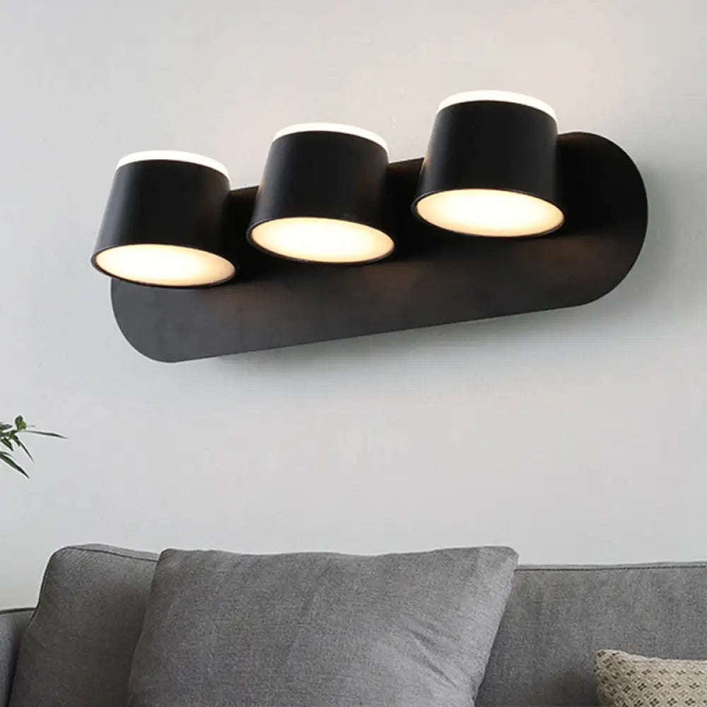 DecorBites™ Modern 1/2/3-Light Bedroom Wall Sconce with Cone Metal Shade - White/Black Vanity Lighting Fixture in White Light