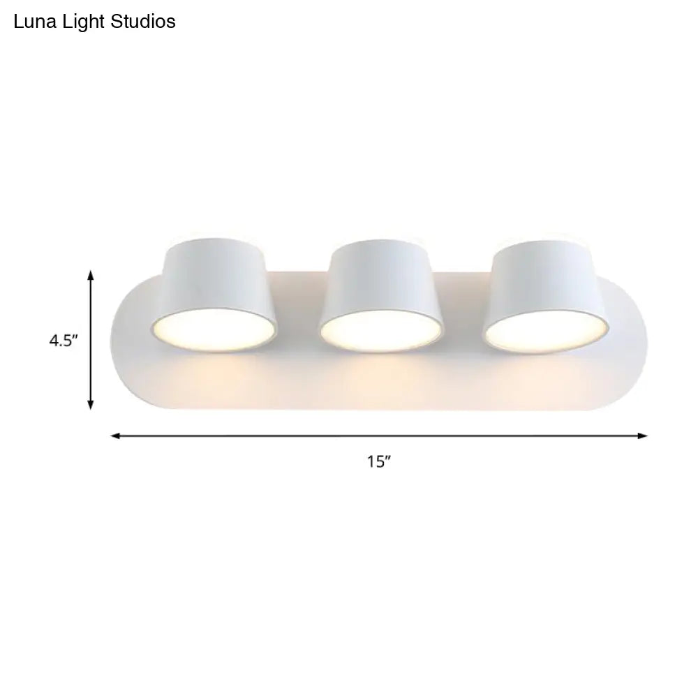 DecorBites™ Modern 1/2/3-Light Bedroom Wall Sconce with Cone Metal Shade - White/Black Vanity Lighting Fixture in White Light