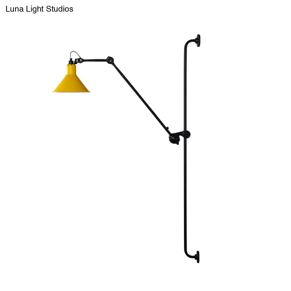 DecorBites™ Modern 1-Head Sconce Lighting with Metal Shade - Red/Yellow Conical Wall Mount Lamp for Bedside