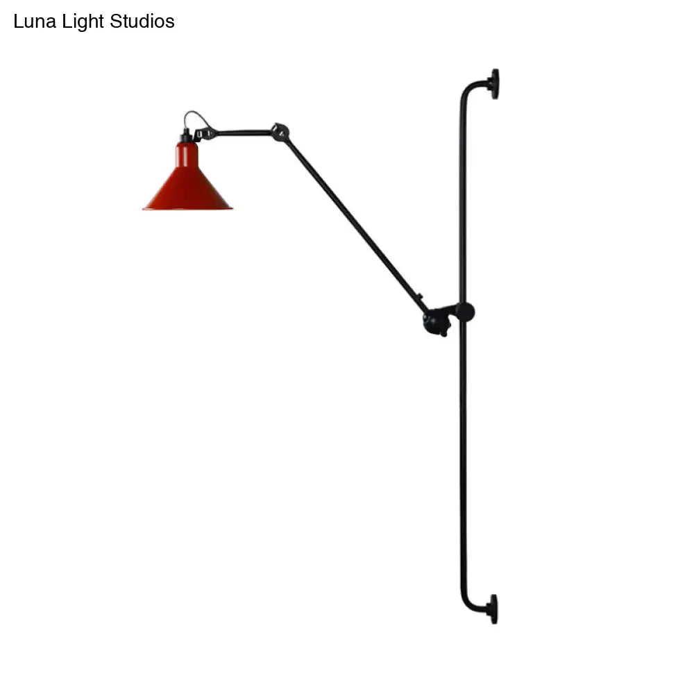 DecorBites™ Modern 1-Head Sconce Lighting with Metal Shade - Red/Yellow Conical Wall Mount Lamp for Bedside