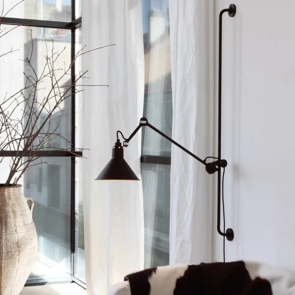 DecorBites™ Modern 1-Head Sconce Lighting with Metal Shade - Red/Yellow Conical Wall Mount Lamp for Bedside