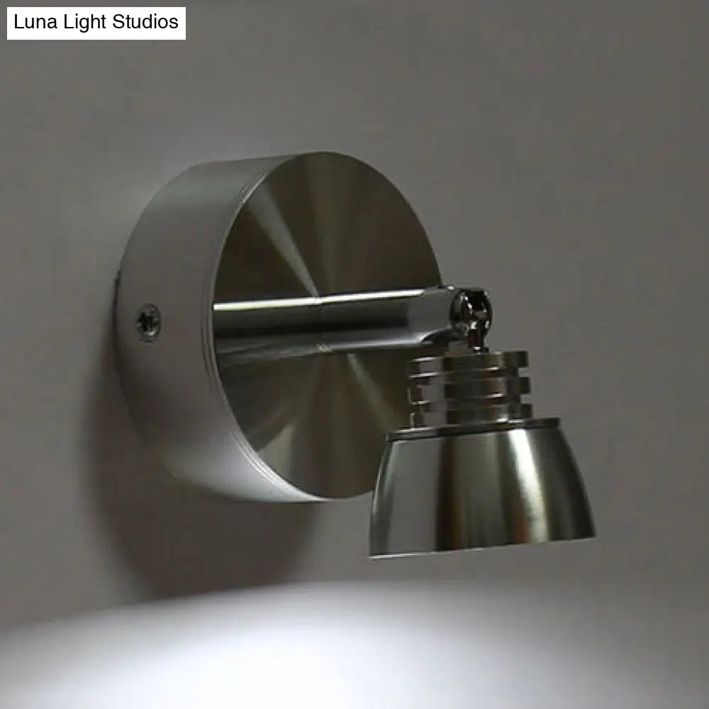 DecorBites™ Modern 1-Light Chrome Corridor Wall Sconce with Dome Metal Shade in Warm/White Light