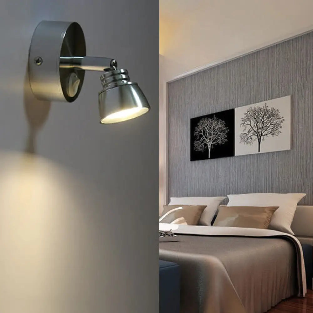 DecorBites™ Modern 1-Light Chrome Corridor Wall Sconce with Dome Metal Shade in Warm/White Light