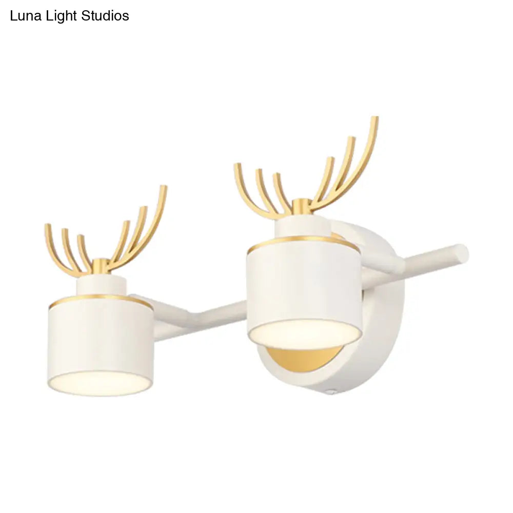 DecorBites™ Modern 2/3/4-Light White Cylindrical Vanity Lighting with Antler Design - Natural Light, LED Wall Mounted Fixture