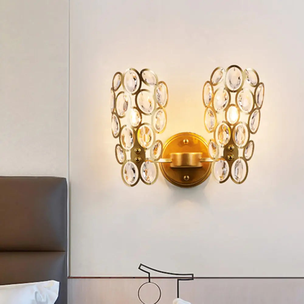 DecorBites™ Modern 2-Bulb Crystal Wall Lamp with Gold Finish for Bedside