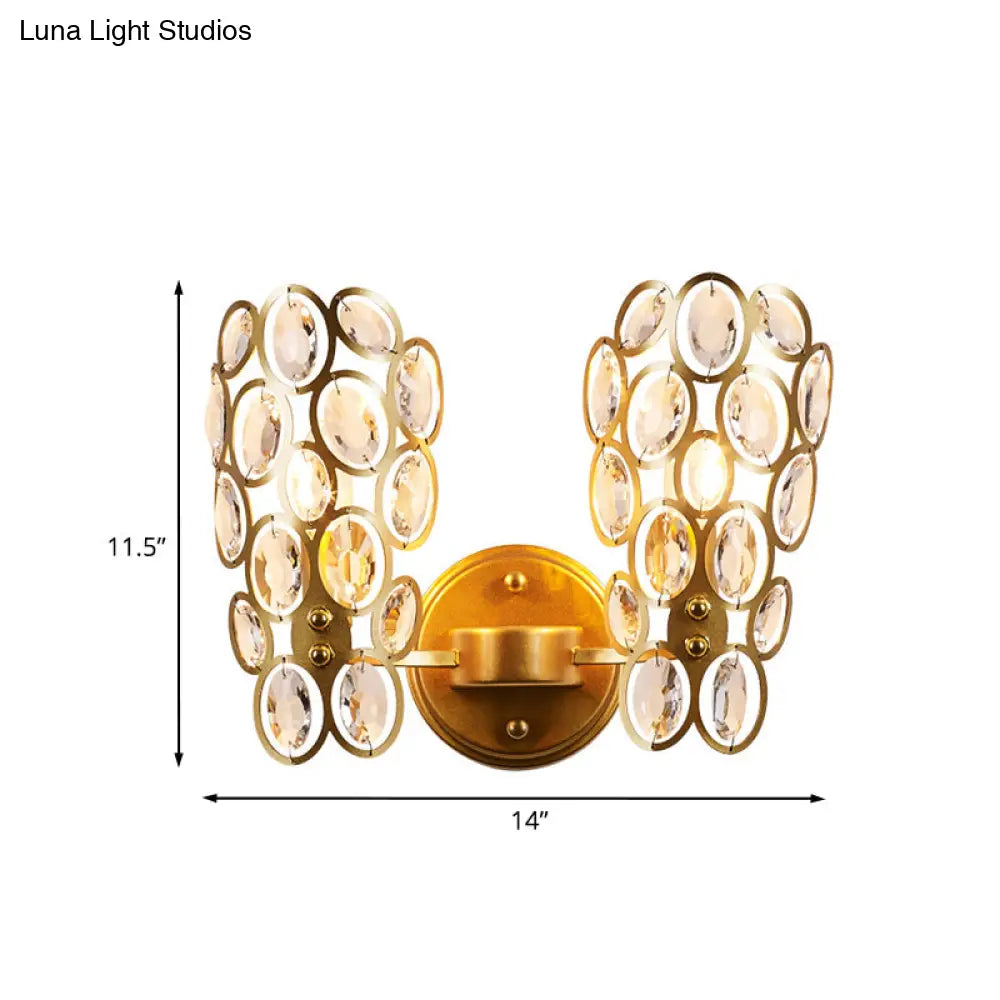 DecorBites™ Modern 2-Bulb Crystal Wall Lamp with Gold Finish for Bedside