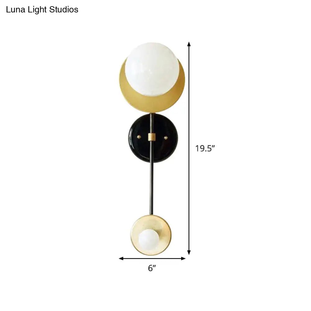 DecorBites™ Modern 2-Head Opal Glass Wall Sconce in Black and Gold