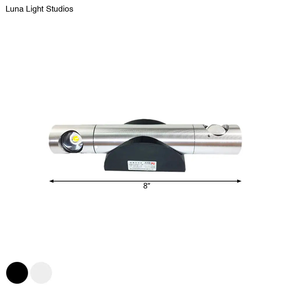 DecorBites™ Modern 2-Light Wall Fixture for Living Room with Aluminum Shade in Black/Silver - Warm/White Lighting