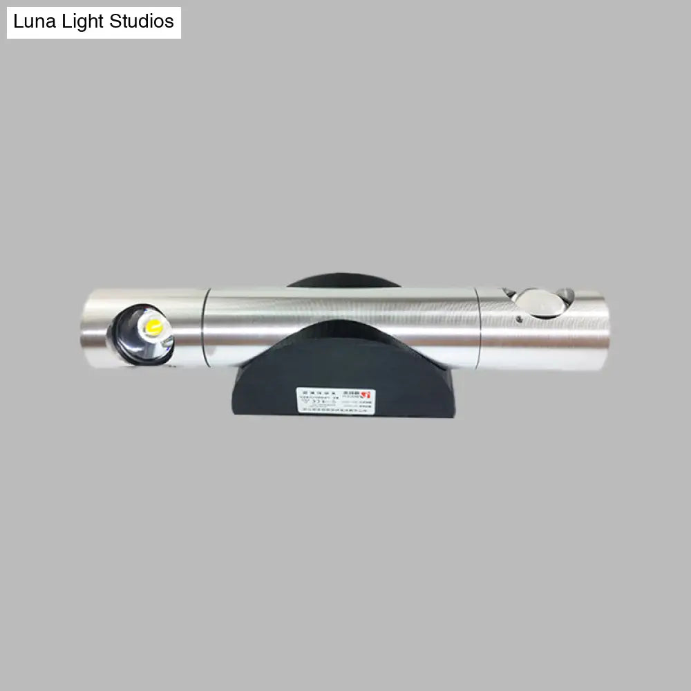 DecorBites™ Modern 2-Light Wall Fixture for Living Room with Aluminum Shade in Black/Silver - Warm/White Lighting