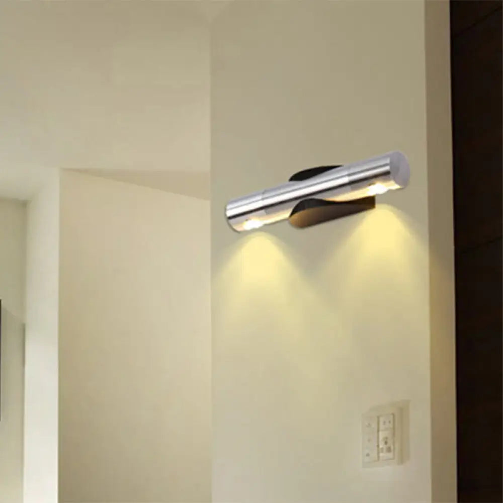 DecorBites™ Modern 2-Light Wall Fixture for Living Room with Aluminum Shade in Black/Silver - Warm/White Lighting