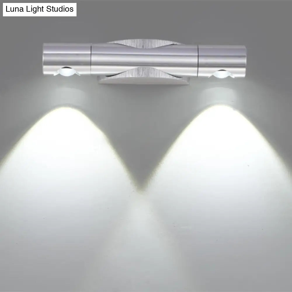DecorBites™ Modern 2-Light Wall Fixture for Living Room with Aluminum Shade in Black/Silver - Warm/White Lighting