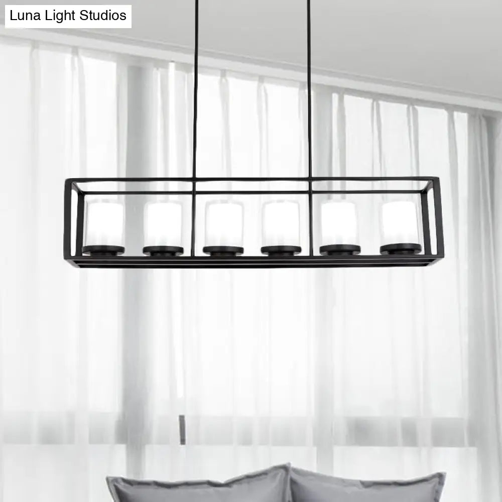 DecorBites™ Modern 3/5/6-Light Island Pendant with White Glass, Black Metal Frame - Perfect for Kitchen Lighting