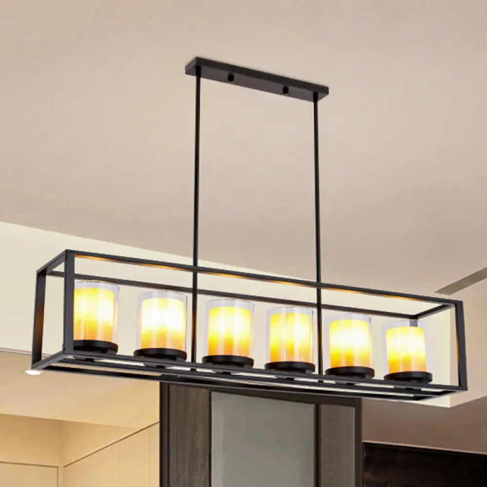 DecorBites™ Modern 3/5/6-Light Island Pendant with White Glass, Black Metal Frame - Perfect for Kitchen Lighting