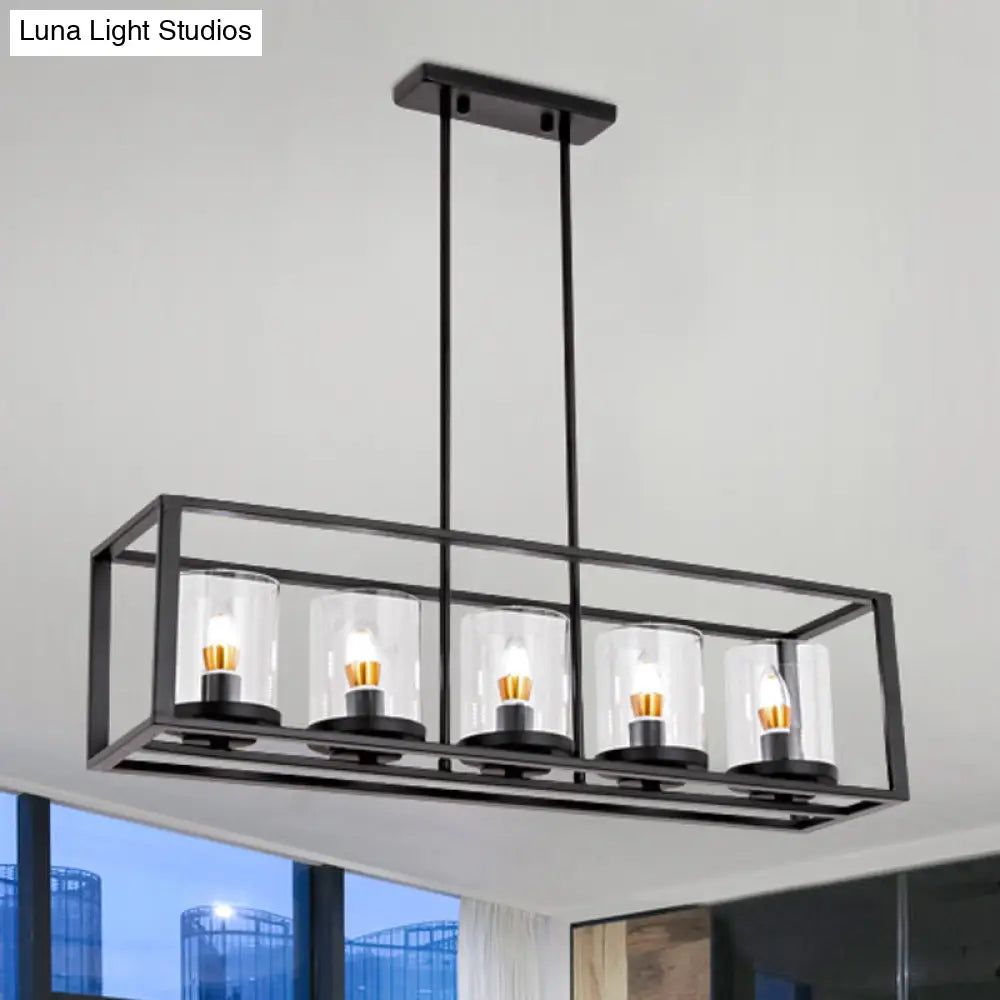 DecorBites™ Modern 3/5/6-Light Island Pendant with White Glass, Black Metal Frame - Perfect for Kitchen Lighting