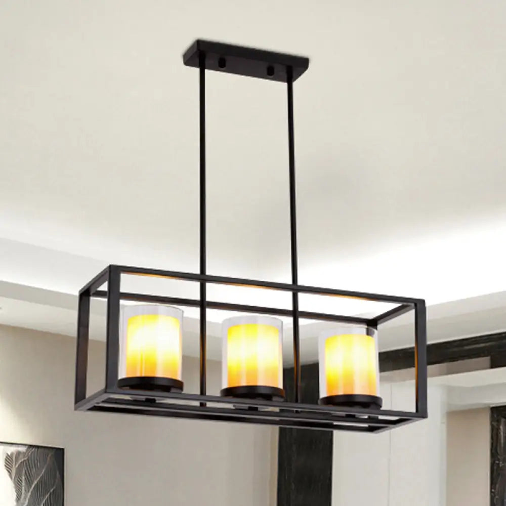 DecorBites™ Modern 3/5/6-Light Island Pendant with White Glass, Black Metal Frame - Perfect for Kitchen Lighting