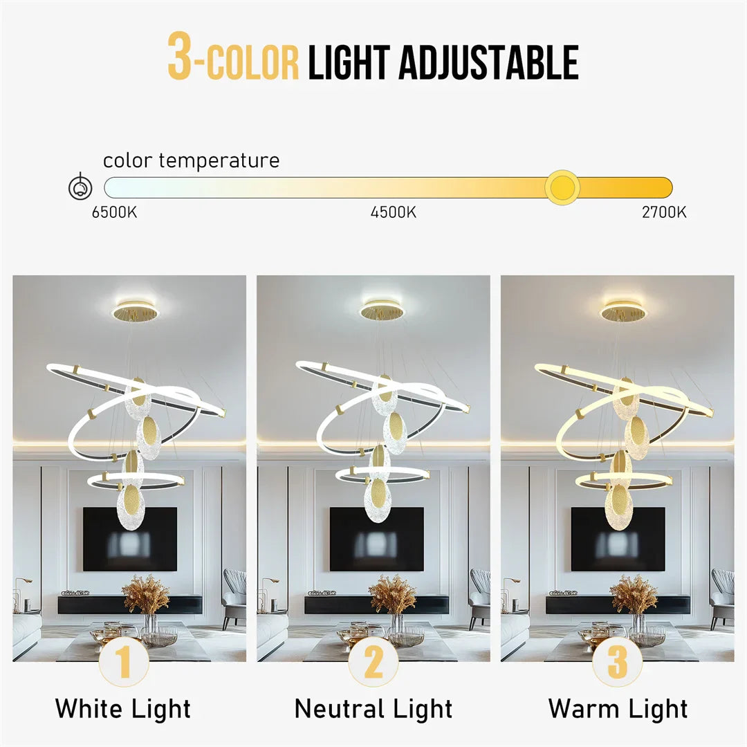 DecorBites™ Modern 3-Layer LED Chandelier Pendant Light