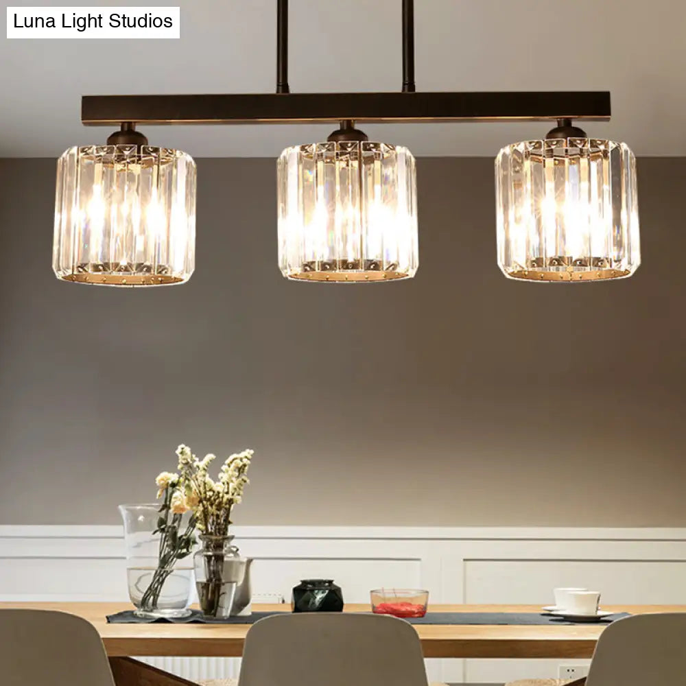 DecorBites™ Modern 3-Light Crystal Island Pendant in Clear Shade for Dining Room Table