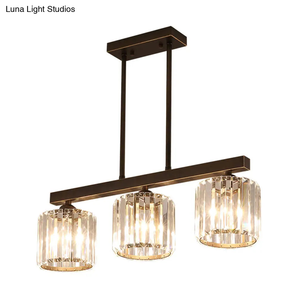 DecorBites™ Modern 3-Light Crystal Island Pendant in Clear Shade for Dining Room Table