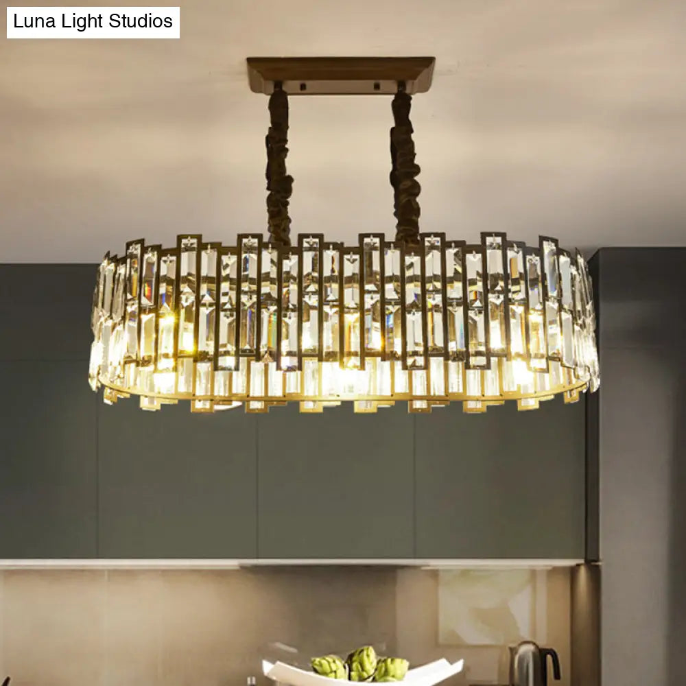 DecorBites™ Modern 6-Bulb Island Pendant Light with Crystal Block Shade and Black Finish